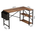 (100 cm, Black) L-Shaped Corner Desk, Flip Top, with Bookshelf